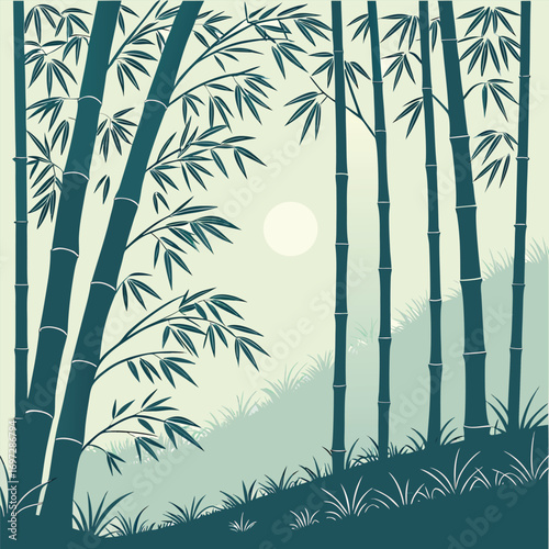 Minimalist Bamboo Grove with Filtered Light