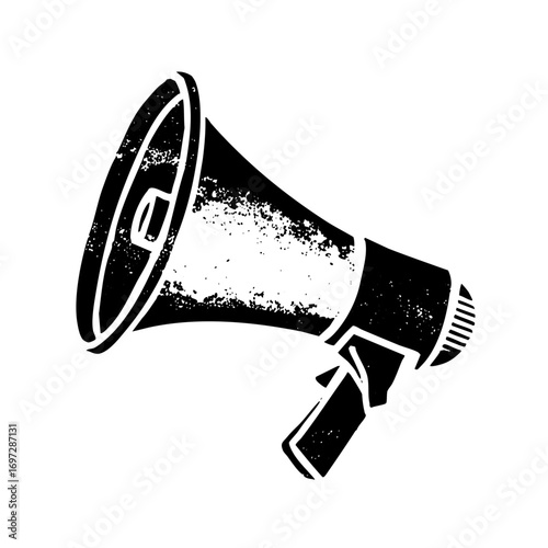 Vector Vintage megaphone with distressed texture.