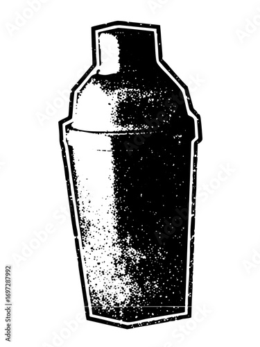 Vector cocktail shaker in monochrome style.