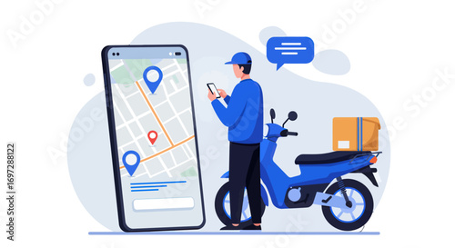 Mobile Phone Displaying Map Navigation App with Location Markers