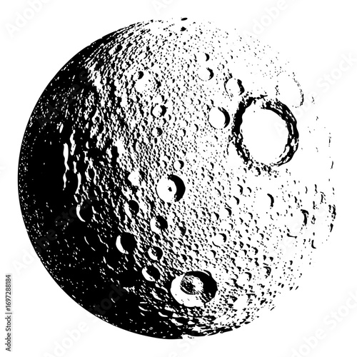 Vector Detailed lunar surface depicts craters and textures.