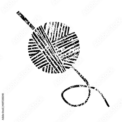 Vector Black yarn ball with knitting .