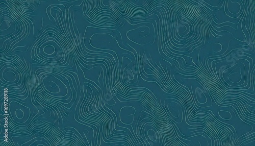 Seamless Topographic Pattern in Teal and Sage Green
