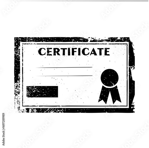 Vector Distressed certificate with rosette and space for text.