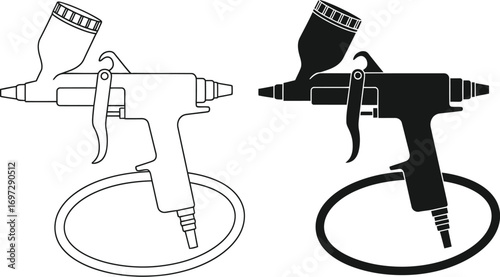 Spray gun vector illustration painting equipment editable vector