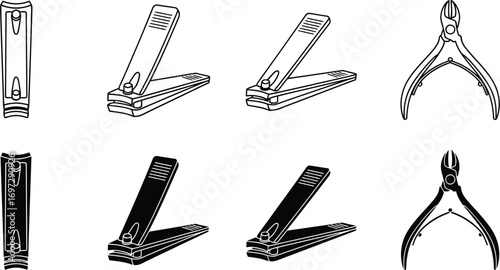 Nail clippers and cutters vector illustration set editable vector