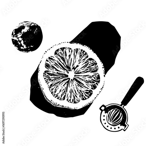 Vector Citrus Fruits and Juicer
