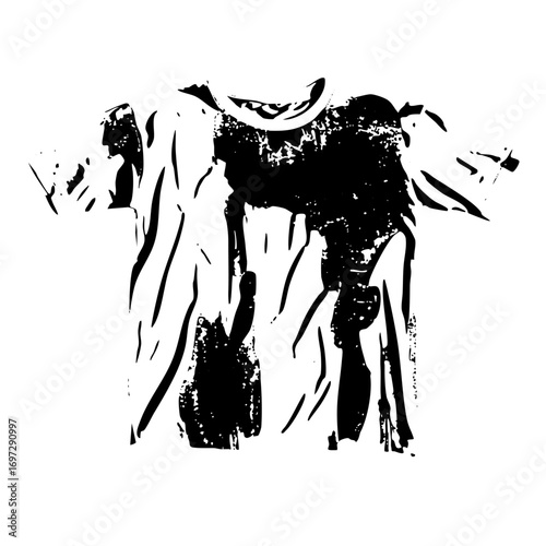 Vector Abstract figure with distorted face and clawing hands .