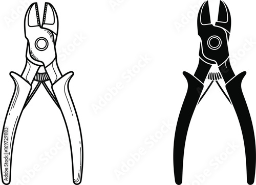 Find wire cutters hand tools for electrical work diy editable vector
