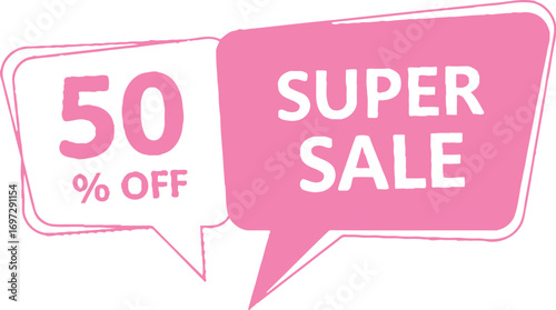Super sale offer fifty percent off promotional image editable vector