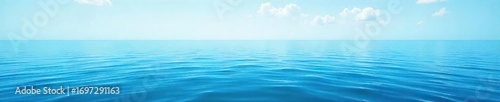 Endless expanse of calm ocean meeting a clear horizon, serene blue water reflecting the sky Perfect for travel, nature, and serenity themes , waterfront, wallpaper