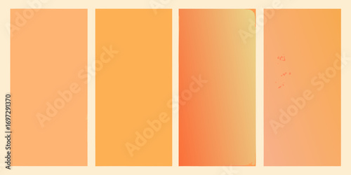Four vertical panels with soft peach and orange gradients and subtle textures