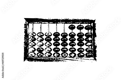 Vector Vintage abacus with circular beads and rectangular frame.