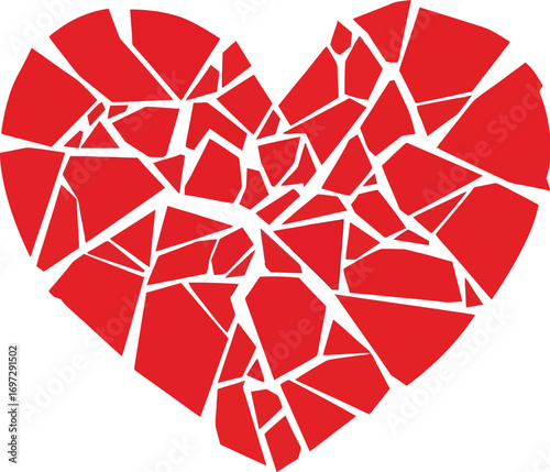 Broken heart illustration for love and relationship editable vector