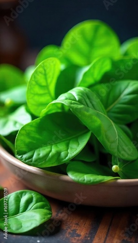 Fresh, vibrant spinach leaves, ready to be used in salads, smoothies, or as a healthy side dish Perfect for culinary and health-related projects , green, folate