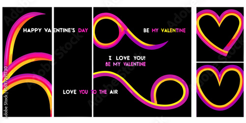 Vibrant rainbow heart shapes and romantic messages for valentine s day celebration