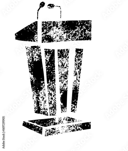 Vector Vintage podium with microphone and book.