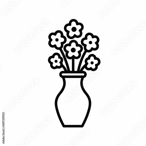 Charming bouquet of stylized flowers elegantly presented in a classic vase, perfect for adding natural beauty and a touch of grace to any design project.