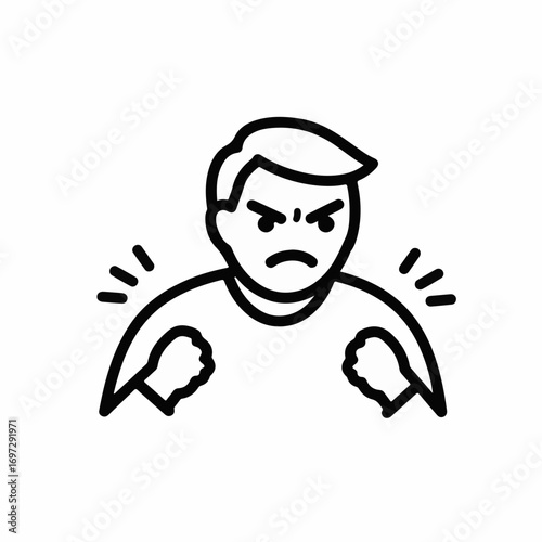 Furious person showing anger with clenched fists and intense expression, conveying frustration and conflict