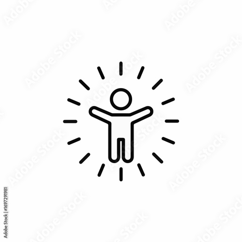 Dynamic person with arms outstretched radiating energy and positivity, symbolizing success, achievement, and vibrant life