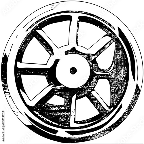 Vector Detailed automotive wheel with spoke .