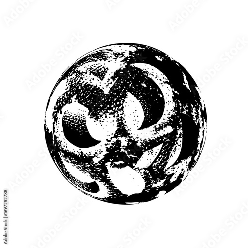 Vector Abstract swirling glyph with circular form.