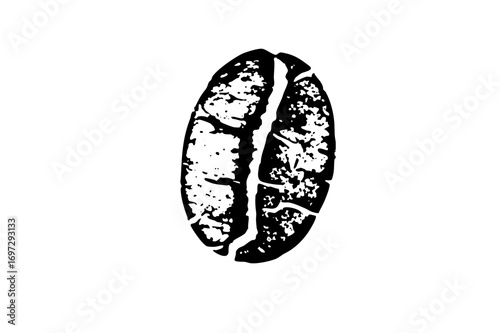 Vector Detailed black coffee bean with central fissure.