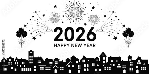 Happy new year 2026 celebration vector illustration editable vector