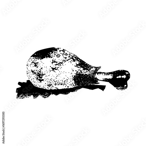 Vector Detailed of a roasted fowl with textured skin.