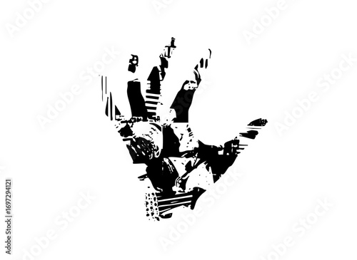 Vector Dark handprint with textured details.