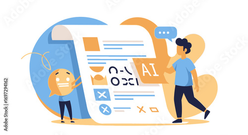 Conceptual illustration of an AI assistant analyzing a job application resume for an automated recruitment process