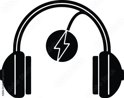 Charging headphone vector icon.