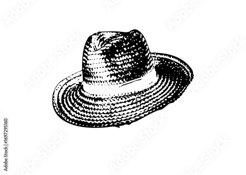Vector Detailed of a woven straw sun hat.