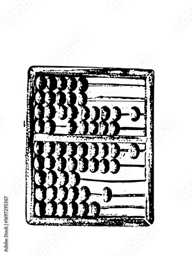 Vector Vintage abacus with beads represents traditional calculation.