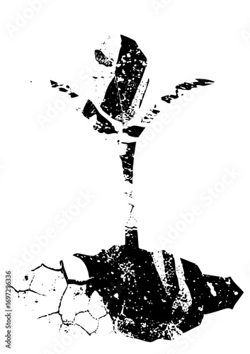 Vector Abstract figure of a person in dynamic pose illustrated with fragmented shapes.
