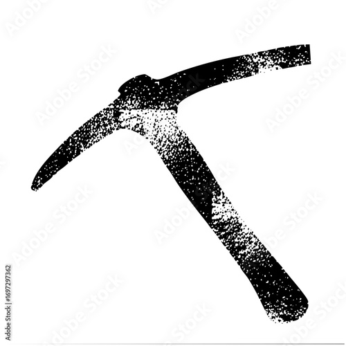 Vector Detailed pickaxe with a textured monochrome style.