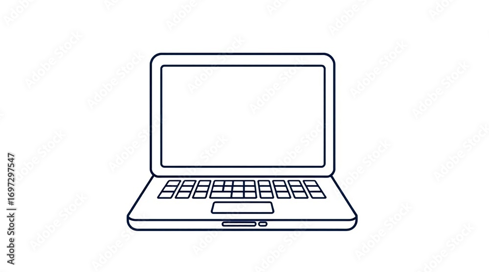 Fototapeta premium Line Art Laptop.