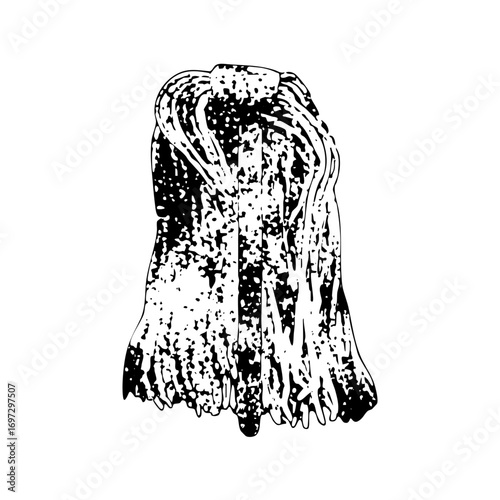 Vector Detailed of a textured cascading hairpiece.