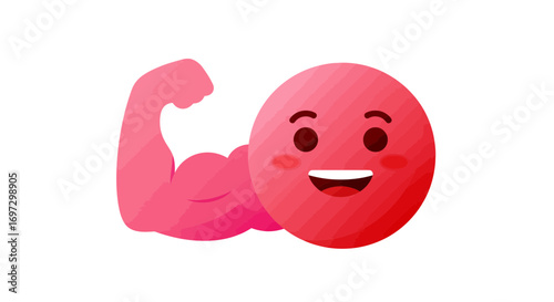 Strong and Happy Emoji Showing Off Muscles for Fitness and Positive Vibes