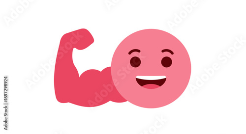Smiling Emoji with Flexed Bicep: Representing Strength and Positive Attitude