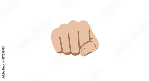 Illustration of a human fist punching forward on an isolated white background