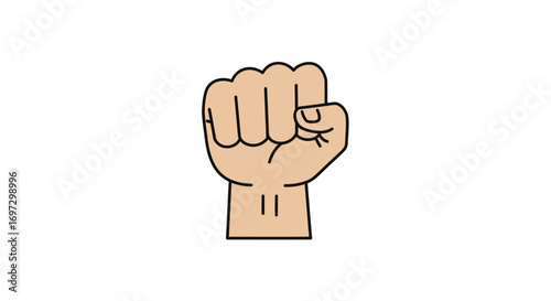 Vector illustration of a raised clenched fist, symbol of strength and solidarity