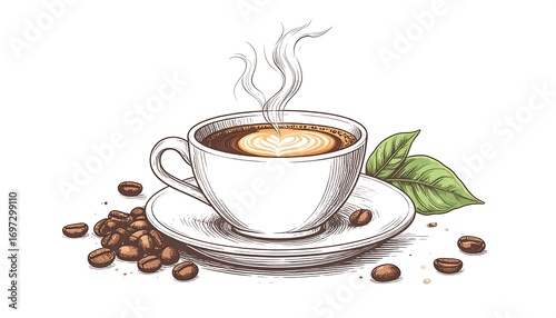 Hand-drawn illustration of a cup of coffee