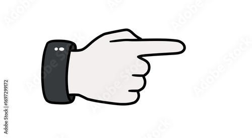 Cartoon hand with pointing finger gesturing towards the right direction