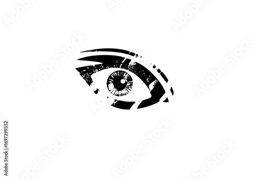 Vector Stylized black eye with detailed iris and bold lashes.