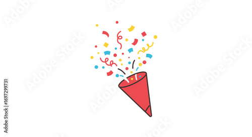 Celebratory Icon of Party Popper with Confetti, Festive Celebration Design