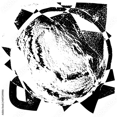 Vector Abstract sphere with fragmented geometric shapes.