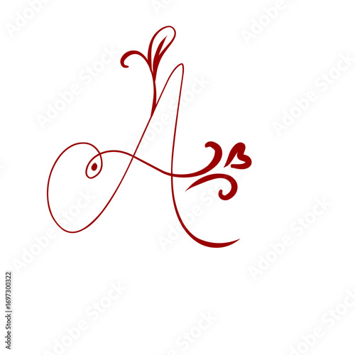 red ribbon heart A letter