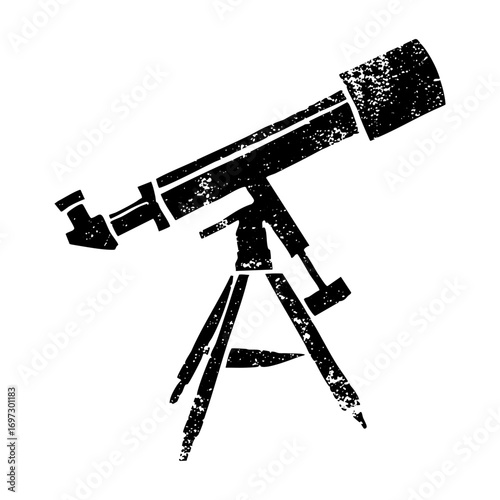 Vector Black silhouette of a telescope on a tripod.