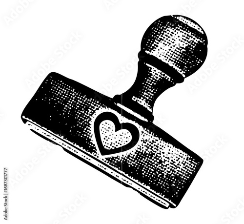 Vector Heart Stamp with Rectangular Handle